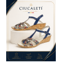 Sandale dama bleumarin din piele naturala cu detalii multicolore si talpa tip pana S27XBL